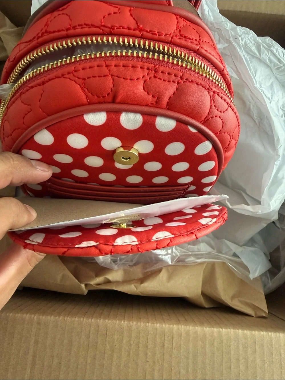 Disney Red Quilted Mini Backpack Crossbody by Loungefly